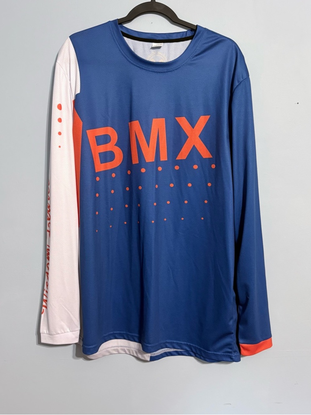 2XL Wisdom Leaves BMX Long Sleeve Jersey in Blue & White with Orange Accents